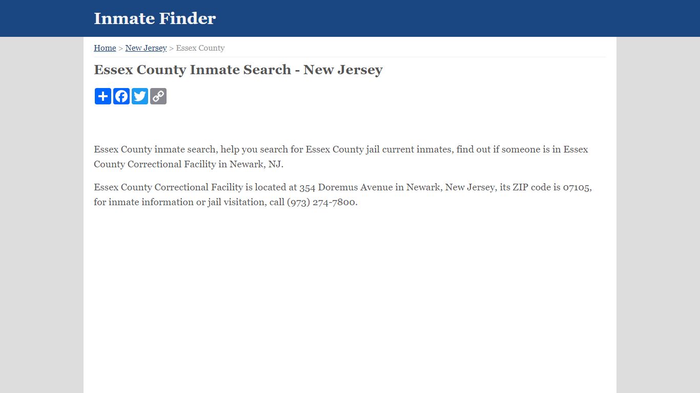 Essex County Inmate Search - New Jersey - Inmate Finder